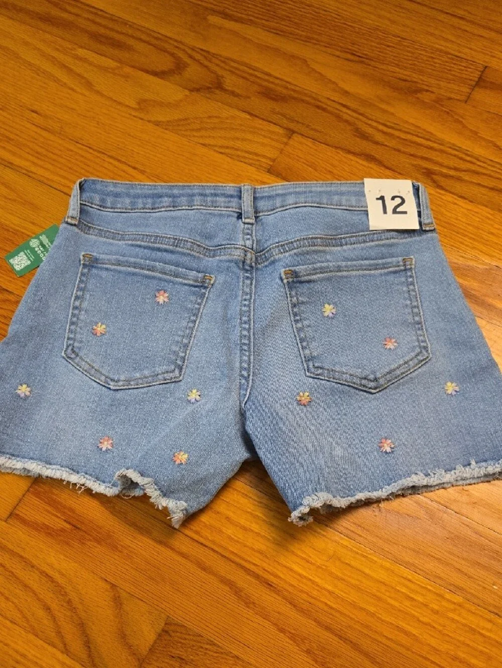 GAP Light Blue Denim Shorts with Multicolor Daisy Embroidery